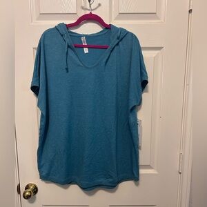 NWT RBX 1X Teal Short Sleeve Hooded Top